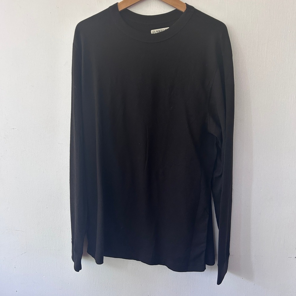 Magellan Outdoors Thermal Shirt Mens XL Black Waffle Knit Long Sleeve Gorpcore